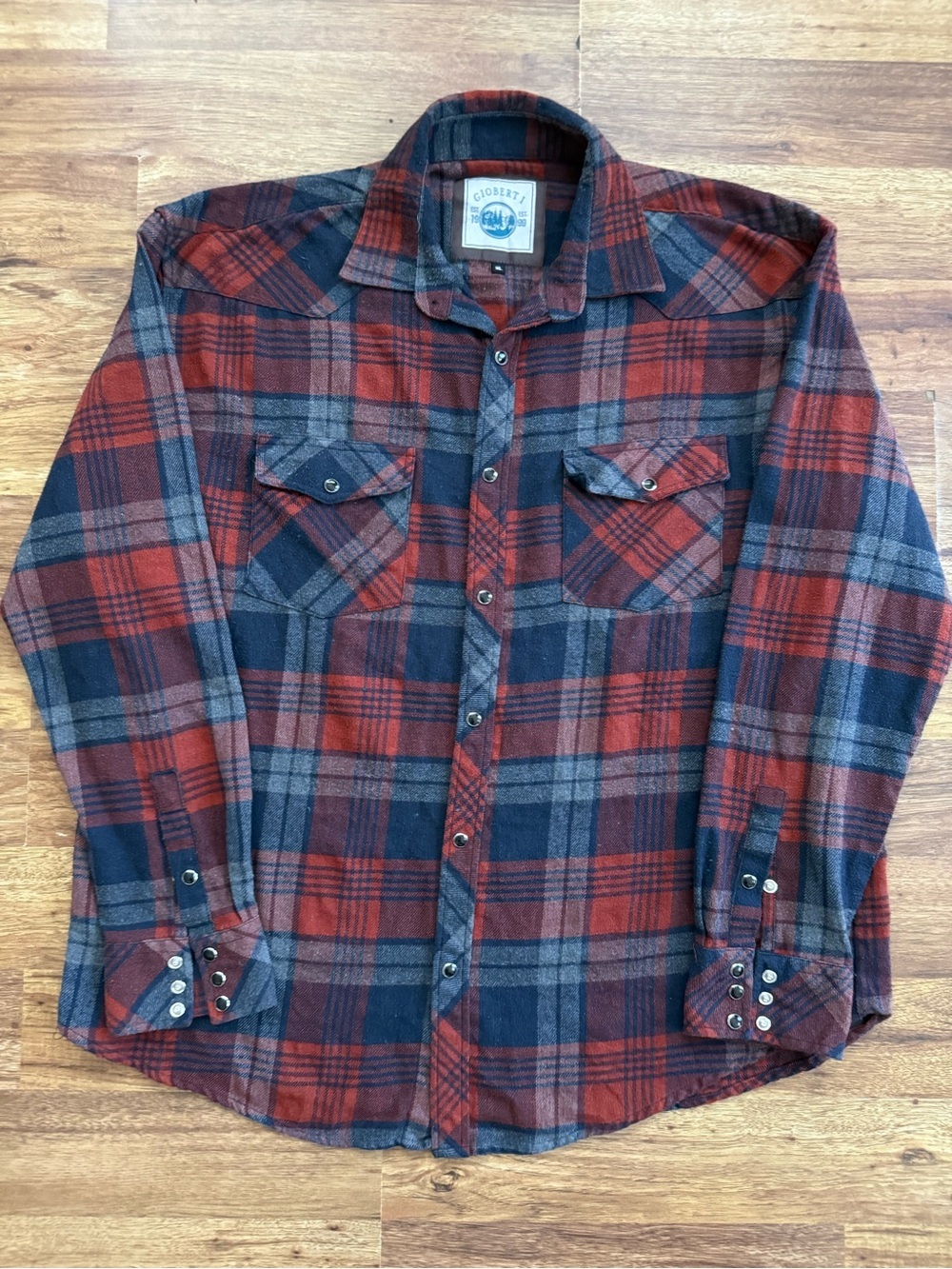 GILBERT Orang & Blue Plaid Button-Down Shirt